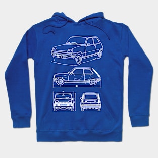 White drawing of the super cool french car Hoodie